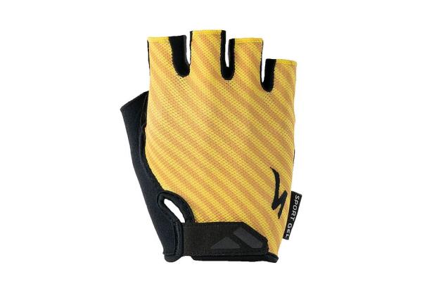 Specialized Women's Body Geometry Sport Gel Short Finger Gloves L Brassy Yellow Stripe