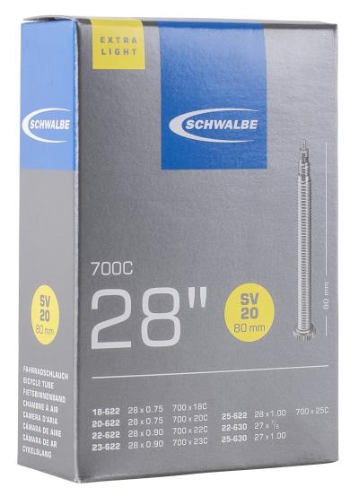 Schwalbe Schlauch SV20 28" 18/25-622/630 Prestaventil 80 mm  Produktbild 1